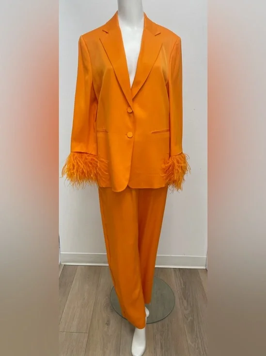 Zara Orange Feather Blazer & Trouser Set Size M - Picture 3 of 7